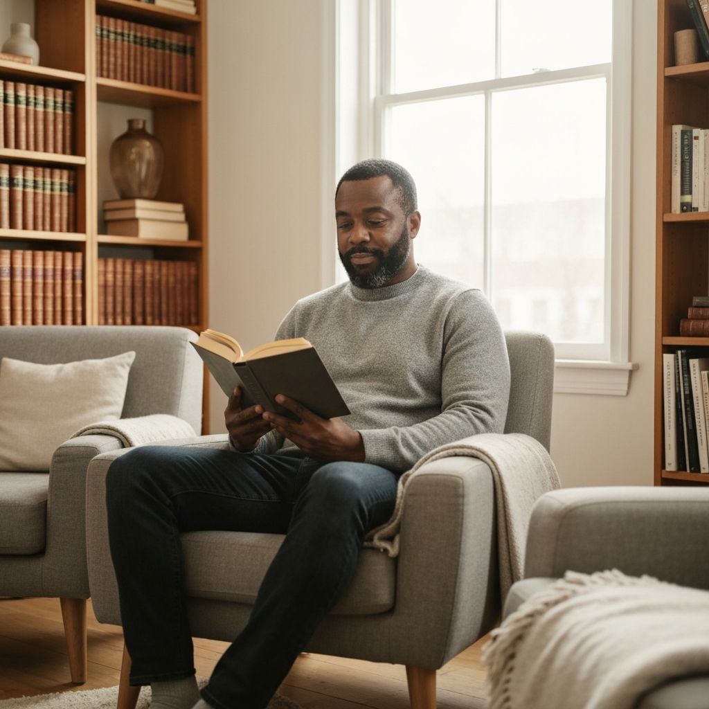 Person reading in serene setting